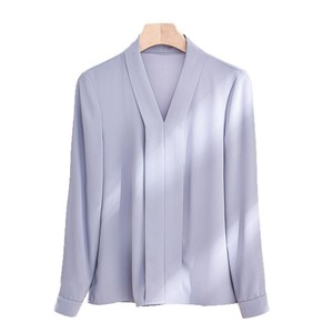 Women's Professional White Long Sleeve Shirt Satin Fabric Work Wear Solid Color Simple Design - Product Image 5