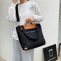 Sac fourre-tout vintage coréen en toile avec poignée en cuir, grande capacité, fermeture éclair, idéal pour l'automne, l'hiver, l'été et la plage (vente en gros)