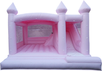 Château gonflable commercial blanc personnalisé pour l'extérieur, structure de saut avec toboggan combiné pour fêtes en plein air