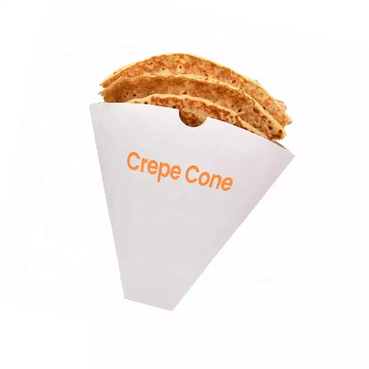 Wholesale Custom Logo Waffle Package Paper Holder Take Away Disposable Crepe Holder Triangle Shape French Fries Box