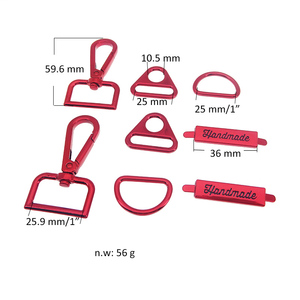 Nhà Máy Trực Tiếp Cung Cấp Màu Đỏ Tùy Chỉnh Kim Loại Ví Túi Xách Làm Phần Cứng Kit <span class=keywords><strong>Snap</strong></span> <span class=keywords><strong>Hook</strong></span> D Vòng Tam Giác Khóa Nhãn Tag - Product Image 4