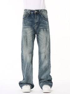 Venta al por Mayor de Jeans Anchos para Hombre, Estilo Retro con Pintura Salpicada, a la Moda - Product Image 3