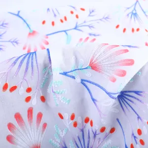 꽃 디지털 인쇄 면화 voile 소프트 레이스 멀티 컬러 옷 여자 드레스 의류 섬유 자수 레이스 원단