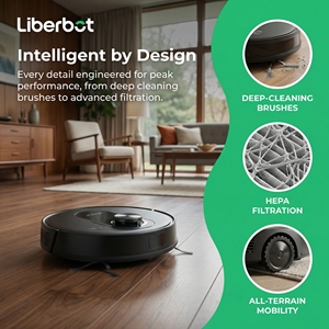 Robot Aspirador y Fregador Liberbot Q8 Max, Succión Eléctrica >2499 Pa, Navegación LDS SLAM, Filtro HEPA, Limpieza en Seco y Húmedo, Autovaciado, 180+ - Product Image 3