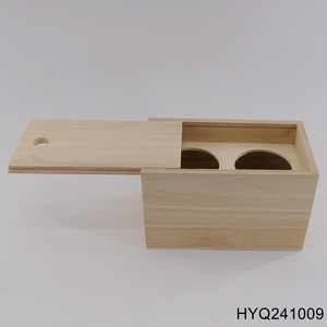 Boîte à couvercle coulissant en bois non fini Boîte d'emballage de tasse en bois non peinte - Product Image 2