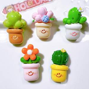 Adornos de Resina de <span class=keywords><strong>Cactus</strong></span>, Flor Verde, Planta Suculenta, Decoración DIY para Fundas de Teléfono y Pinzas para el Cabello - Product Image 1