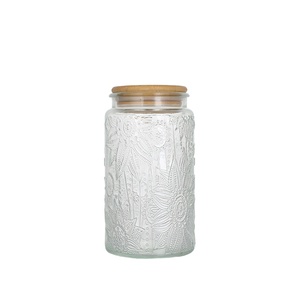 Récipient <span class=keywords><strong>en</strong></span> verre gaufré rétro vintage de 500/700/1000ml <span class=keywords><strong>Pot</strong></span> de stockage de grain de lèvre <span class=keywords><strong>en</strong></span> bois avec stockage scellé pour la fête de cuisine - Product Image 3