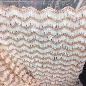 Costume de créateur de mode paillettes vague tissu femmes Dancewear robe embellissement décoratif couture maille broderie Textile dentelle - Product Image 4