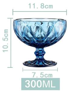 Cristal de luxe <span class=keywords><strong>en</strong></span> relief 300ML tasses à Dessert à pieds colorés Vintage diamant Base lourde bol de service crème glacée salade bol <span class=keywords><strong>en</strong></span> <span class=keywords><strong>verre</strong></span> - Product Image 2