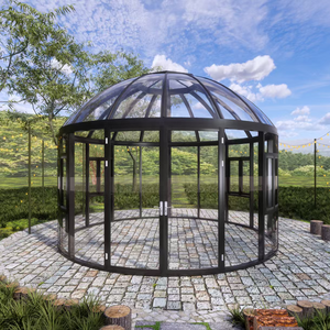 Véranda en verre et aluminium ronde personnalisée pour jardin et aménagement extérieur |   Conception respectueuse de la nature - Product Image 2