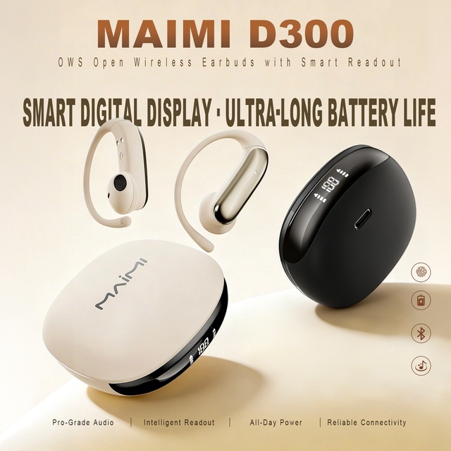Maimi Open Ear Hook Earbuds Wireless Headphones Touch Control Long Battery Life LED Digital Display Sports Bluetooth Earphones