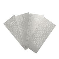 Jeu d'affûteurs diamantés à 4 grains avec base antidérapante et guide d'angle Plaques d'affûtage en pierre à aiguiser pour usage quotidien