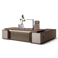 LBZ-192X Ensemble de chaise de bureau de luxe en PVC laqué thermoformé en forme de L pour PDG et directeur général