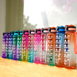 Bouteille d'<span class=keywords><strong>eau</strong></span> réutilisable transparente <span class=keywords><strong>de</strong></span> 32 oz pour le sport et la salle <span class=keywords><strong>de</strong></span> sport, avec logo personnalisé 2025, nouveaux produits, vaisselle en plastique avec paille - Product Image 2