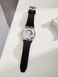 יוקרה גברים אוטומטית שעון נירוסטה מרובע במקרה מרובע, תנועה חלולה מתפתל סיליקון/גומי-מותאם אישית - Product Image 6