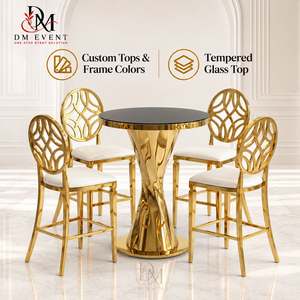 Mesa de Cóctel de Acero Inoxidable con Diseño de Reloj de Arena para Eventos, Distribuidor Mayorista y Alquiler para Fiestas, con Cubierta de Cristal Espejo - Product Image 1
