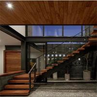 Cadre métallique durable de structure de poutre simple d'escalier flottant de tube carré avec l'éclairage d'étape de LED et les étapes en bois