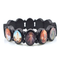 Bracelets élastique faits à la main, cordons religieux musulmans, en bois, de jésus, vierge marie, haute qualité