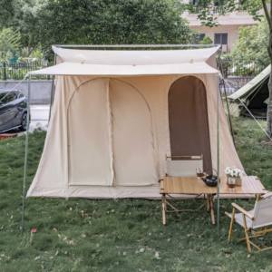 Tienda de Campaña de Lona de Algodón de Alta Calidad, Tienda de Campaña Familiar Tipo <span class=keywords><strong>Cabaña</strong></span> con <span class=keywords><strong>Arco</strong></span> Flexible, Tienda de Campaña Impermeable para Acampar al Aire Libre - Product Image 2