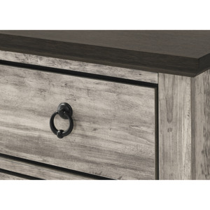 Comodino Contemporaneo Rustico Grigio Bicolore con Due Cassetti, Maniglie in Metallo, Mobili in Legno per Camera da Letto - Product Image 4