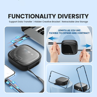 Câble de chargeur rétractable multifonctionnel Adaptateur USB C vers USB Kit OTG avec fente pour carte de transfert de données Support pour téléphone pour voyage