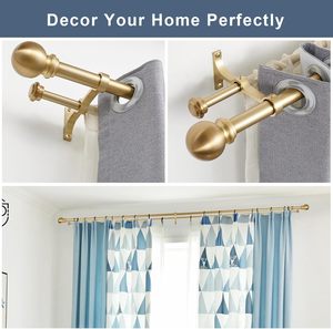 Có thể điều chỉnh 1-inch đôi thanh rèm với bóng finials vàng hiện đại kim loại khung thiết lập cho Windows 28-144 inch cho cửa sổ - Product Image 3
