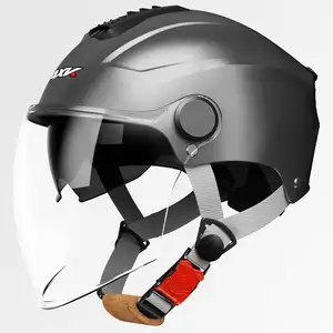 इलेक्ट्रिक स्कूटर साइक्लिंग डबल लेंस ओपन फेस सेफ्टी हेलमेट के लिए हार्ड एब्स शेल हाफ हेलमेट