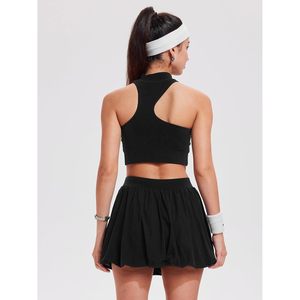 Conjunto de Falda de 2 Piezas para Mujer, Top Corto Negro con Tirantes y Minifalda Abullonada, Estilo Y2K, Atuendo de Primavera/Verano, Conjunto de Punto Transpirable - Product Image 4