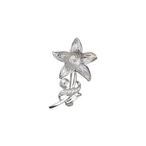 Broche en argent S925 en forme de fleur avec double perle, décoration personnalisée pour la poitrine, pour vêtements, bijoux de mode DIY - Product Image 5