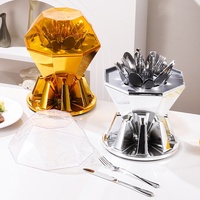 Ensemble de couverts à finition miroir, doré chromé, avec fourchettes, cuillères, couteaux et couvercles facettés, pour hôtels, vente en gros, OEM