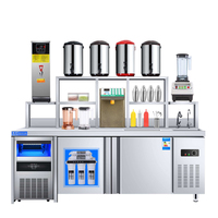 HENGZHI Comptoir Commercial Complet en Acier Inoxydable pour Bubble Tea, Machine à Boba Éclatante, Machine à Thé au Lait, Capacité 1000 Tasses