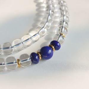 Chapelet en cristal blanc de qualité supérieure, lapis-lazuli, méditation bouddhiste, 108 perles de mala, équilibre émotionnel, bijoux en cristal - Product Image 3
