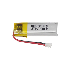 Harga Pabrik 301025 Baterai Lipo <span class=keywords><strong>3</strong></span>.7V 45mah Baterai Lithium Isi Ulang <span class=keywords><strong>3</strong></span>.7v 45mah Baterai Li-polymer <span class=keywords><strong>3</strong></span>.7v dengan 50mah - Product Image 1