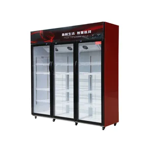 Supermarket Vertical Glass Freezer Display Fridge Glass Door Beverage Chiller