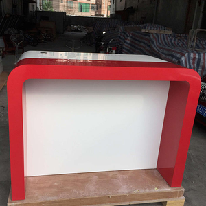 화이트와 레드 스톤 콘솔 테이블 U 자형 워크 스테이션 이그제큐티브 데스크 사무실 가구 판매 - Product Image 3