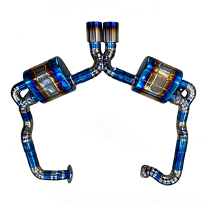 Vortex Titanium Valvetronic Exhaust for Porsche 981 Boxster Cayman 2.7 3.4 Performance Muffler Pie-cut Burnt Blue <b>Kit</b> - Product Image 1