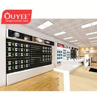 Idées de décoration intérieure pour magasin de téléphonie mobile, matériaux en bois MDF et métal, garantie de 3 ans, magasins d'électronique, marque OUYEE