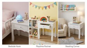 Professional Factory <b>White</b> Wood Nightstand with Drawer for Children Bedroom Furniture <b>Small</b> <b>Bedside</b> <b>Table</b> Unit - Product Image 6
