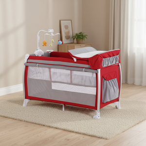 Cuna y Corralito Metálico Multifuncional para Bebé con <span class=keywords><strong>Cambiador</strong></span> de Pañales, Barra de Juguetes y Patas de Aluminio para Dormitorio - Product Image 3