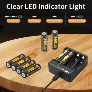 Sạc pin thông minh chất lượng cao HW 4 khe cắm <span class=keywords><strong>USB</strong></span> Type-C, dành cho pin AA Li-ion 1.5V sạc lại được - Product Image 2