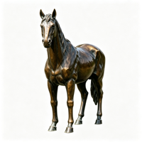 Sculpture de cheval en bronze poli avec longue crinière pour décoration extérieure de hall d'hôtel, jardin, ferme, ranch – Taille, couleur et logo personnalisables