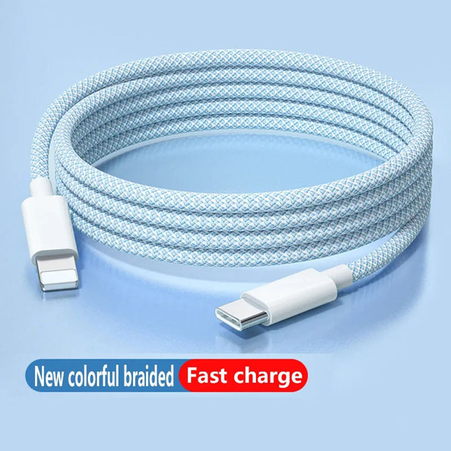 MFI Certified Braided TPE Jacket 1m 2m 20W USB-C PD Fast Charging Cable for iPhone 11-16 Pro Max & Computer