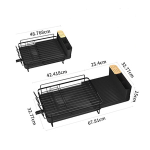 Égouttoir à vaisselle rétractable vintage en acier inoxydable à un seul niveau, finition antirouille, organisateur de comptoir de cuisine, <span class=keywords><strong>porte</strong></span>-couverts/<span class=keywords><strong>porte</strong></span>-tasses - Product Image 4
