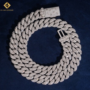 สร้อยคอแบบ Cuban Link ทรง Marquise เงินแท้ S925 รับรองโดย GRA ประดับเพชร VVS Moissanite ระดับ Iced Out  แบบฮิปฮอป  ประดับเพชรเต็มเส้น - Product Image 5