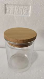 145ml/215ml/315ml Glass candle jar, <b>bamboo</b> and wood lid, metal lid, engraved logo, silk-<b>screened</b> logo - Product Image 2