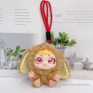 Dessin animé 4 pouces colle visage bébé lapin poignet corde série porte-clés pendentif mignon peluche jouet poupée pour le soulagement du Stress - Product Image 3