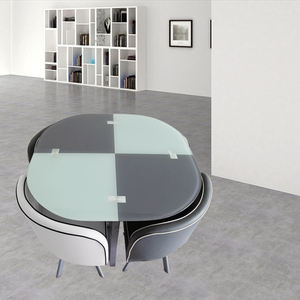 Set di Tavolo e Sedie Nordiche Personalizzate Economiche e di Tendenza, Set Moderno con Tavolo e 4 Sedie in Vetro - Product Image 6