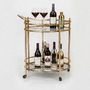 Carrito de Servicio para Cócteles, Mueble Moderno para el Hogar, Colección Premium para Restaurantes, Hoteles y Hostelería, Carrito de Bar Dorado Móvil - Product Image 1