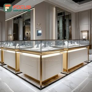 Sistema de Exhibición de Joyería Minimalista, Vitrina de Vidrio con Marco Metálico para Tiendas de Marca - Product Image 1