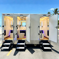 Remorque toilettes portables 3 postes, de luxe sur mesure, mobile et temporaire, avec roues
